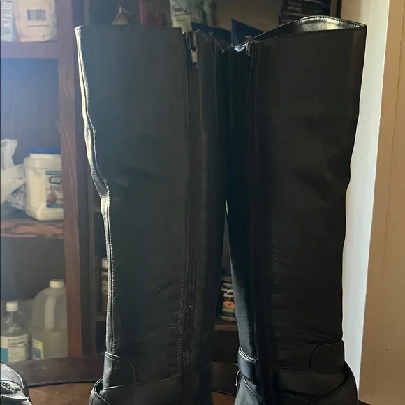 Marc Fisher Black Leather Moto Boots - Picture 6 of 9